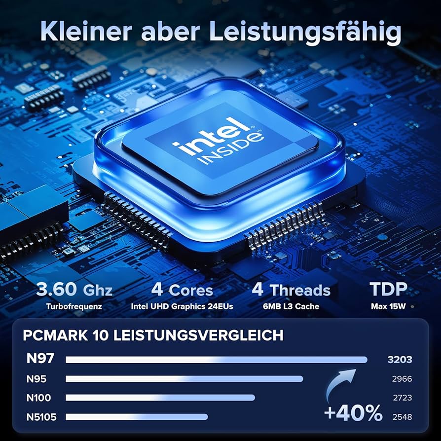 NiPoGi ミニpc n97 3.6GHz 16GB DDR4 512GB NiPoGi Essenx E1 Mini PC W11 PRO Alder Lake N97 16GB DDR4